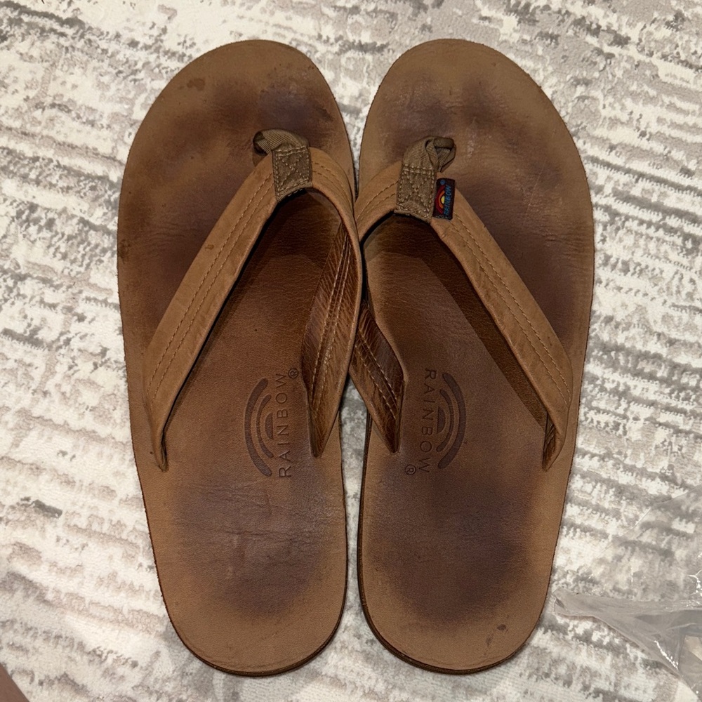 Rainbow Men's Tan Leather Sandals